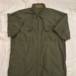 Eddie Bauer Cargo Shirt Mens, Sz L, Green, 100% Cotton, Hiking, Outdoors, Casual
